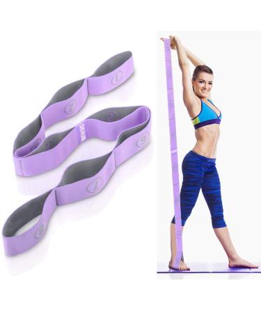 DEHUB Stretch Strap, Elastic Yoga Stretching Strap, Multi-Loop for Physical Therapy, Pilates, Yoga, Dance & Gymnastics Exercise and Flexible Pilates Stretch Band Purple