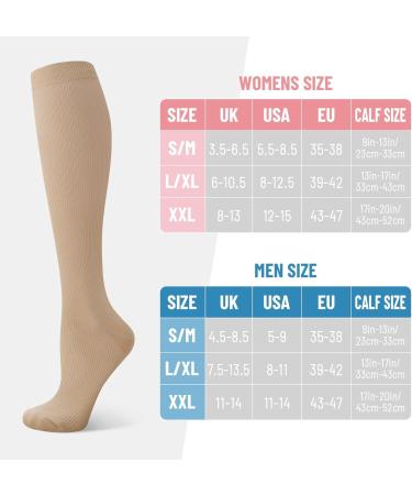 3 Pairs Compression Stockings & Knee Socks - 15-25mmHg Support for Travel Running & Sports | XXL Size - Buy Online on GoSupps.com