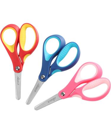 LIVINGO 5" Small School Student Blunt Kids Craft Scissors  Sharp Stainless Steel Blades Safety Comfort Grip for Children Cutting Paper  Assorted Color  3 Pack Pink/Red/Blue - Buy Online on GoSupps.com