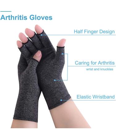AovYoo 2 Pairs Fingerless Arthritis Compression Gloves - Hand Pain Relief for Rheumatoid & Osteoarthritis (S Grey) - Buy Online on GoSupps.com