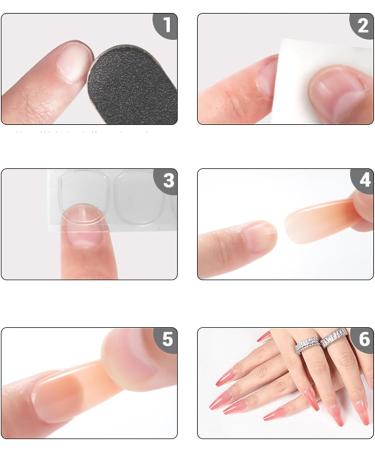 FEIlei 30Pcs Long Press on Nails Coffin French Fake Nails Tip Gradient Acrylic Nails Glossy False Nails for Women Girls - Buy Online on GoSupps.com