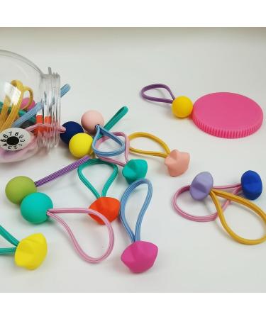 Zanwell 20pc Elastic Hair Ties with Balls Brightly Colored Marble Finish Hair Bands for Girls Bead Bubble Ponytail Holders No Damage Hair Accessories for Infants Toddlers Kids Teens - Buy Online on GoSupps.com