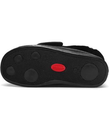 ZHENSI Women's Adjustable Slippers Extra Wide Swollen Feet Diabetic Shoes Memory Foam Non-Slip Elderly Black - Buy Online on GoSupps.com