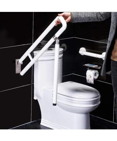 Foldable Toilet Grab Bar Handrail Shower Safe Handle Seat Support Non Slip Hand Grips for Disabled Elderly Handicap Stainless Steel White 75X71.5cm (White 75X71.5cm) - Buy Online on GoSupps.com