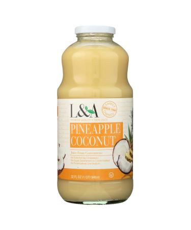 L&A Coconut Pineapple Juice, 32-Ounce (Pack of 6)