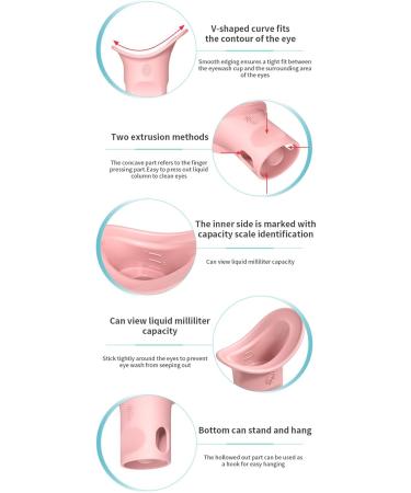 Eye Wash Cups - Portable Eye Flush Kit Silicone Eye Washer - Soft Eye Bath Eye Cleaner Cup with Scale for Eye Washing Refresh and Clean Tired Eyes Pink - Buy Online on GoSupps.com