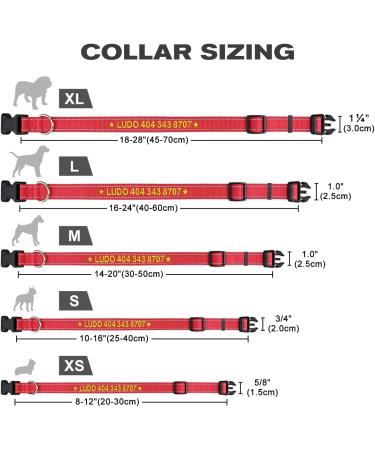 Tagme Personalized Reflective Dog Collar for Large Dogs - Embroidered Nylon with Pet Name & Phone Number - Red XL (1 Pack) - Buy Online on GoSupps.com