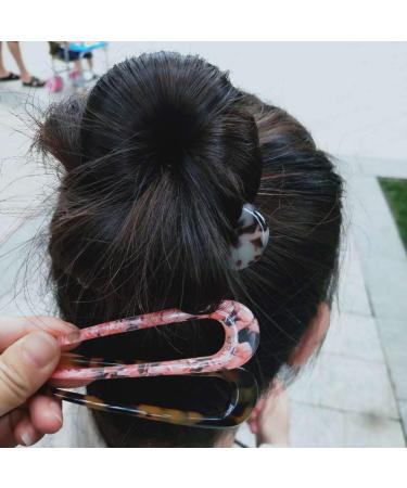 2 Pack Celluloid U-Shape Hairpins - French Style Hair Forks for Women & Girls - Ivory Tokyo - Buy Online on GoSupps.com