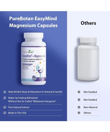 Magnesium Oxide and Glycinate Extra Strength, Natural Sleep Aid Supplement EasyMind, High Absorption, Restful Sleep & Relaxation, Cortisol Lower, Natural-Gentle, Melatonin Free, 60 Capsules Unflavored 60 Count (Pack of 1) - Buy Online on GoSupps.com