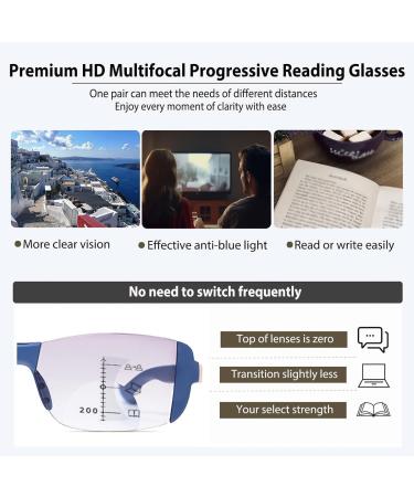 2 Pack Stylish Rimless Reading Glasses Flexible TR 90 Blue Light Blocking Computer Readers Multifocus Glasses(Couleur:Blue Grandeur:2.0x) - Buy Online on GoSupps.com