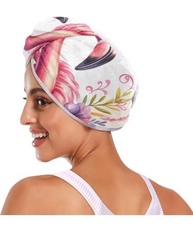 Flamingo Sunglasses Floral Wreath Hair Towels 2 Pack | Super Absorbent Quick Dry Hair Turbans for Women & Girls - Buy Online on GoSupps.com