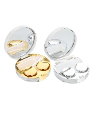 Partykindom 2 sentences Double box glasses case travel contact case contact lens holder for contact lenses contact lens organizer eye care boxes make-up mirror case form glass