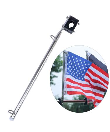 Stainless Steel Rail Mount Boat Pulpit Staff (7/8" - 1") , boat yacht marine flag pole