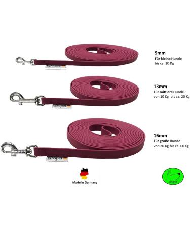 Biothane Dog Leash for Small Dogs | 9mm 3m/5m/15m Options | No Hand Loop Bordeaux Color - Buy Online on GoSupps.com