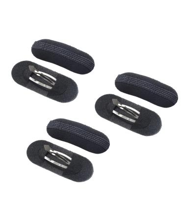 3 pairs of women sponge volume bump inserts hair base bump it up hair pads hair clip bun maker hair styling accessories (black)