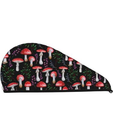 Red Mushrooms Microfiber Hair Towel - Super Absorbent Coral Velvet Wrap for Long Curly & Thick Hair - Quick Dry Cap for Women - Buy Online on GoSupps.com