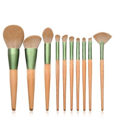 10 Wooden Handle Makeup Brush Set Powder Eye Shadow Eyebrow Brush Makeup Tool