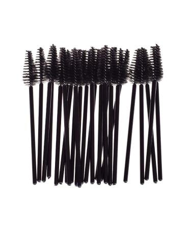 Make Up Brushes 50pcs/Set Triangle Head Disposable Wands Eyelash Brushes Lash Extention Lot Makeup Tool- (Handle Color: Black)