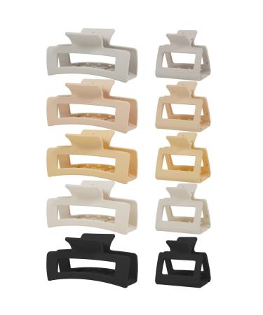 10 Pack Claw Clips 4.1 Large Hair Clips for Women Girls 2 Small Cute Claw Clip Square Hair Claw Clips Matte Hair Clip Strong Neutral Hair Claws 2 Styles Hair Accessories for Thick or Thin Hair 2stylessquare