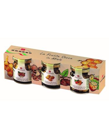 Brezzo Tris of dried fruit with honey gr. 330 - Gourmet fruits