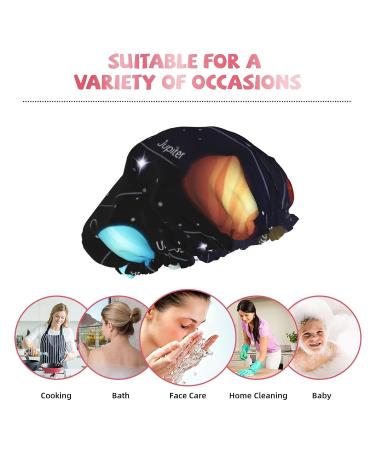 Outer Space Solar System Printed Shower Cap | Waterproof Reusable Bath Cap for Women, Men, Boys, and Girls | Spa Salon Essential - Buy Online on GoSupps.com