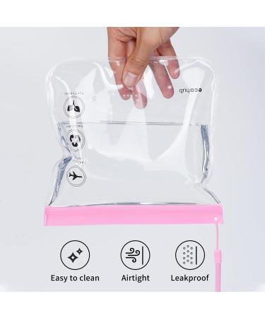 2 Pack ECOHUB Airport Security Liquids Bags - Clear Travel Toiletry Bag with Strap and Carrying Handle - TSA Approved Pink EVA Zip Lock Bags for Women and Men - Buy Online on GoSupps.com