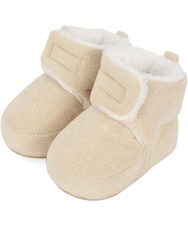 MASOCIO Baby Boy Girl Winter Warm Booties 12-18 Months Beige | Soft Sole Anti-Slip First Walking Shoes - Buy Online on GoSupps.com