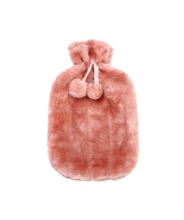 Lutiore hot water bottle 2 l removable with water filling thickened plush high density PVC for winter heat bottle handwater rose free size