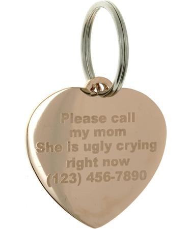 Personalized Rose Gold Heart Rhinestone Pet ID Tag | Custom Engraved Cat Dog Jewelry - Buy Online on GoSupps.com