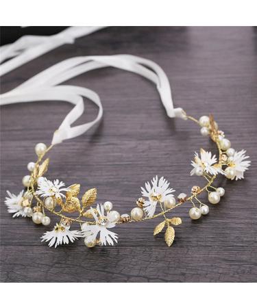 Crystal Pearl Flower Bridal Hair Vine - Gold Wedding Accessory for Bridesmaid & Flower Girls - Buy Online on GoSupps.com