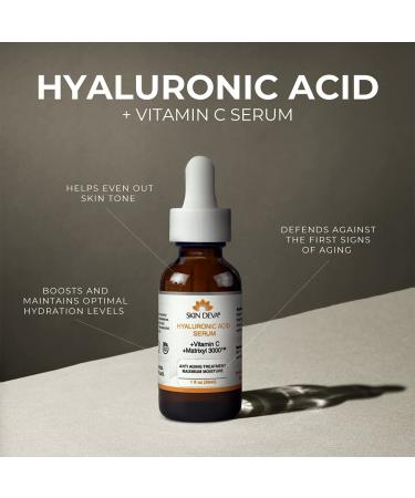 Skin Deva 1 oz Vitamin C + Hyaluronic Acid Serum + Matrixyl 3000 Anti Aging | Collagen Boost, Dark Spot Corrector, Anti Wrinkle | Facial Serum - Buy Online on GoSupps.com