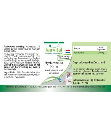  fairvital Fairvital | Hyaluronic Acid 50mg - 15 days - Vegan - 60 Capsules - Buy Online on GoSupps.com