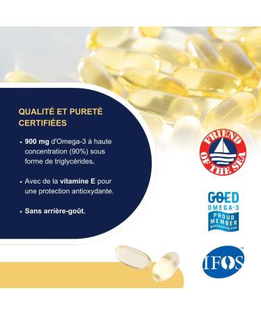 OMEGOR Vitality 1000 with 90% Omega-3 rTG! Certified 5 stars IFOS since 2006. EPA 535 mg and DHA 268 mg per capsule. Min structure 90% triglycerides and molecular distillation | 30 capsules - Buy Online on GoSupps.com