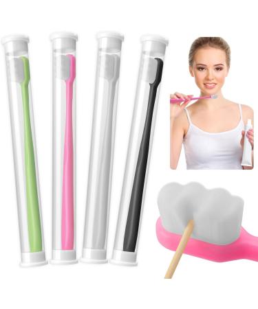 Sibba 4 Pack Extra Soft Micro Nano Manual Toothbrush for Sensitive Gums | Ultra-Bristles & Conical Design - Individually Packaged (Black Pink Blue White) - Ideal for Gum Care Adults - Buy Online on GoSupps.com