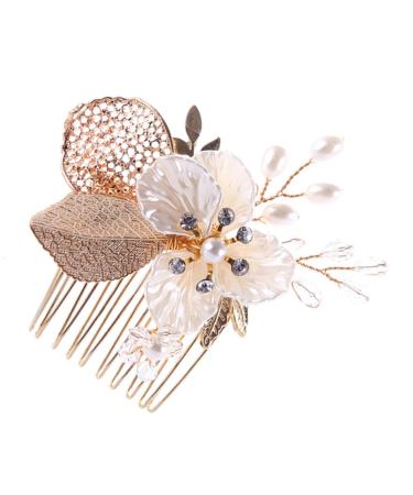 Didiseaon 1pc Bridal Comb Hair Combs for Women Headwear for Women Crystal Hair Comb Gold Hair Comb Bridal Hair Comb Wedding Hair Comb Crystal Headpiece Tiara Bride Leaf Accessories