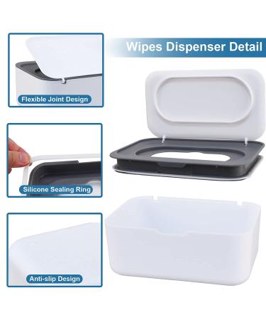 2 Pack Baby Wipes Dispenser with Lids - Refillable Wipe Holder for Bathroom & Travel - Keeps Wipes Fresh - Grey & Blue - Buy Online on GoSupps.com