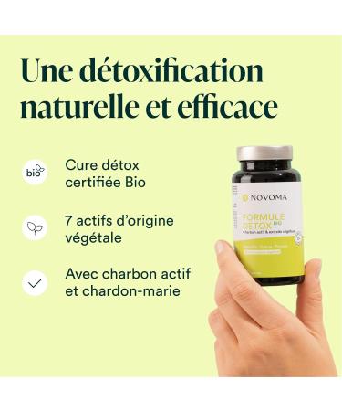 NOVOMA Organic Detox Formula Liver Purification & Digestion With Activated Carbon Milk Thistle Chlorella & Ginger 1 Month Cure 90 Capsules Vegan Made in France - Buy Online on GoSupps.com