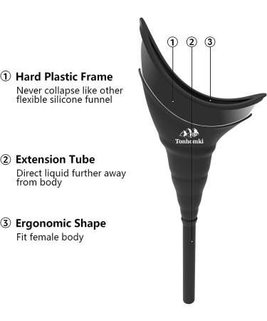 Female Urination Device - Reusable Silicone Portable Urinal for Women | Black Funnel for Travel, Camping, Outdoors, Car | Pee Standing Up & Post Surgery Aid - Buy Online on GoSupps.com