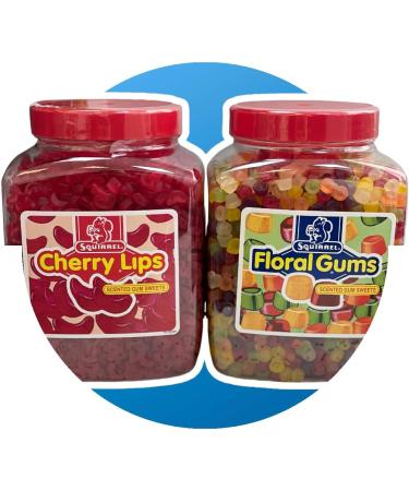 Retro Classic Cherry Lip & Floral Gum Sweets Different Sizes from 500g - 4.5kg (Squirrel Floral Gums 2.25kg (Full Jar)) Squirrel Floral Gums 2.25kg (Full Jar) - Buy Online on GoSupps.com