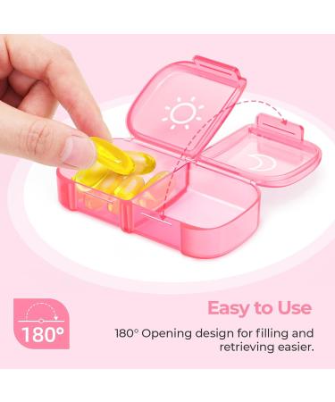 Shop AUVON XL Weekly Pill Organizer - 2 Times a Day Easy Fill Design 7 Day AM PM Pill Box for Travel - Vitamins Supplements Fish Oils - A-Pink - Buy Online on GoSupps.com