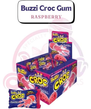 Chewing Gum Buzzy Croc - Raspberry Flavour - 172g case (40x4 3g.) - Imported from Brazil - Lecsa Specialty Snacks Raspberry 1 count (Pack of 1) - Buy Online on GoSupps.com