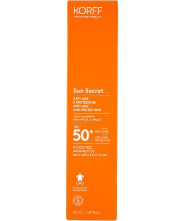  Korff Korff Sun Secret Anti-Dark Spot Face Liquid SPF50+ Fluid Cream with Soft Texture Very High UVB and UVA Protection Biodegradable Water Resistant 50 ml - Buy Online on GoSupps.com