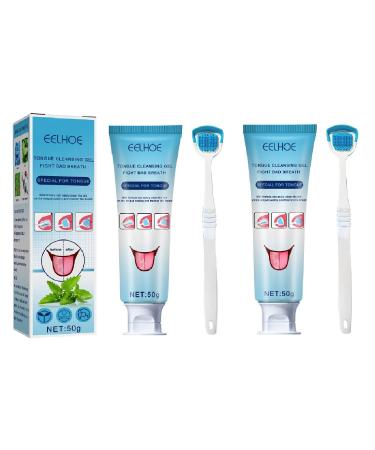 Genike tongue cleaner set tongue scraper tongue cleaning brush gel + tongue brush Tongue Cleaner tongue gel tongue cleaning gel with brush oral brushes and tongue cleaning gel 2STK