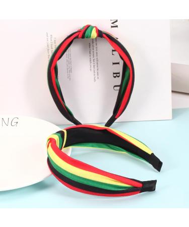 Ardorchid Rasta Headbands African Jamaica Juneteenth knotted Headband for Women Girls Elastic Hairband Hair Hoop No Slip Hair Accessories Gifts - Buy Online on GoSupps.com