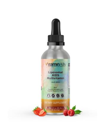 VitaminAlly Liposomal Kids Multivitamin Liquid Drops | 30 Servings | 3 fl oz | Vitamins for Kids | Non-GMO | Gluten Free | No Added Sugars | Organic Berry Flavor | Immune Support | Overall Wellness