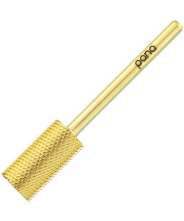 PANA 3/32 Shank Size - Flat Top Large Barrel Gold Carbide Fine Grit - Nail Drill Bit for e-File Nail Drills