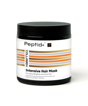 Peptid+ Intensive Collagen Hair Mask with Coconut Oil  Natural Oils  Vitamins  Deep Conditioning Hair Mask for Dry Damaged Hair and Growth  Dandruff & Hair Fall  Hair Treatment Mask (16.9 Fl Oz 500ml) Collagen with Casto...