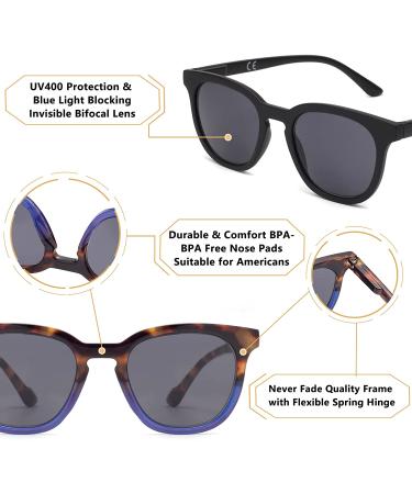 LianSan Women's Invisible Bifocal Reading Sunglasses - UV Protection Sun Readers - Retro Style Blue Tortoise&Black - 275.0 x - Buy Online on GoSupps.com