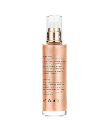 Rose Gold Body Shimmer Oil - Long Lasting Illuminator & Highlighter with Brush | Moisturizing Glitter Oil 3.38 Fl Oz - Buy Online on GoSupps.com