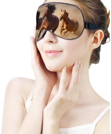 Horse Running Sleep Eye Mask - Elastic Headband for Women Men - Ideal for Sleep, Travel, Nap - Buy Online on GoSupps.com